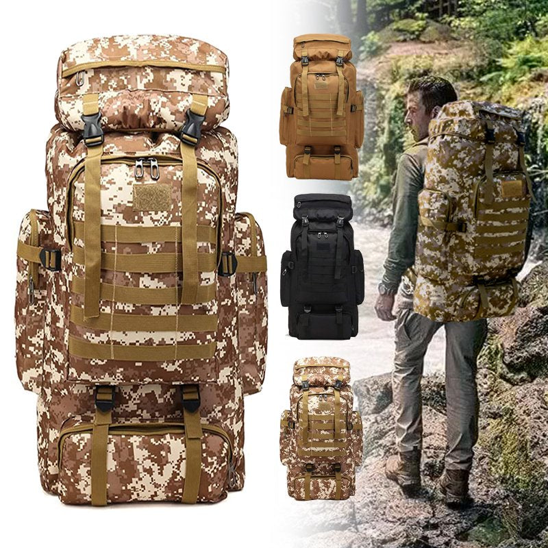 80L Large Capacity Military Tactical Backpack Waterproof Hiking Backpack Camping Trekking Outdoor Sport Rucksack Mountaineering Shoulder Army Bag for Travel Great Gift