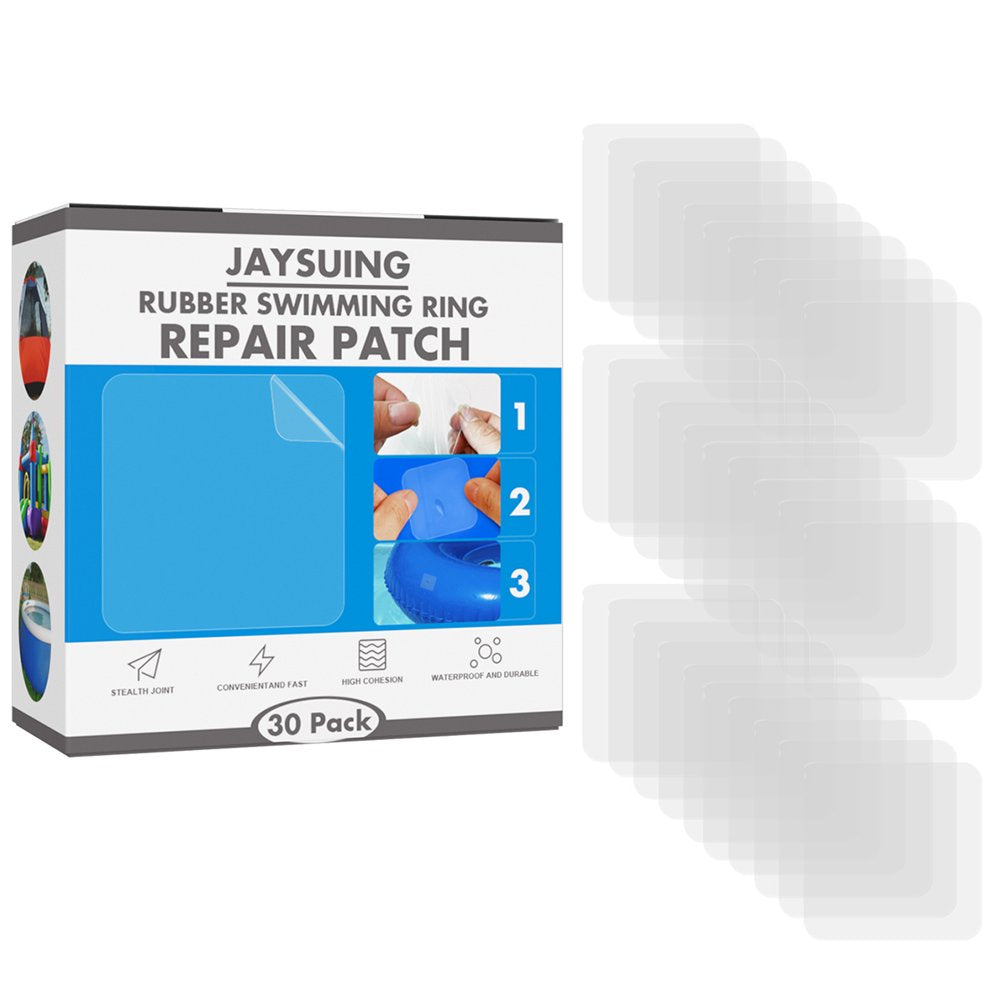 30Pcs Repair Patches 2.4 X2.4In Repair Stickers Waterproof Swimming Rings Patches Kit DIY Size Transparent Repair Patch Set for Inflatable Boats Air Bed Raft Kayak