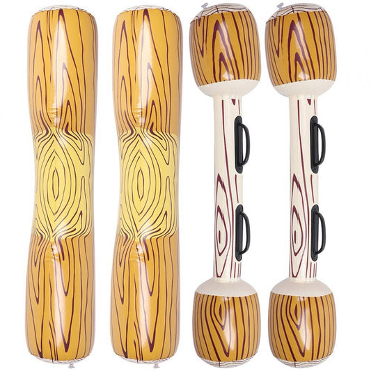 Tebru Inflatable Floating Water Toys 2 Sets 4 Pcs Aerated Battle Logs, Floating Bed Pool Lounger Giant Floats Ride Boat Raft for Pool Party Beach Swimming Pool Toys for Adult or Kids