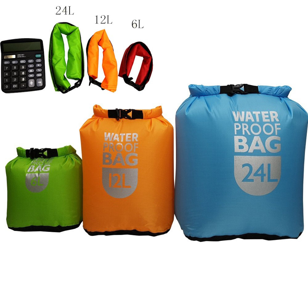 Waterproof Floating Dry Bag 6L/12L/24L Roll Top Sack Keeps Gear Dry for Travel Boating Kayaking Trekking Fishing Rafting Swimming Camping Hiking Beach