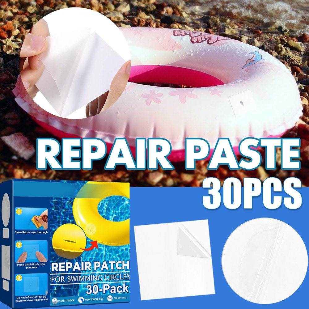 THREN 30Pcs Repair Patches 2.4 X 2.4 Inch Repair Stickers Waterproof Transparent Swimming Rings Patches Kit for Inflatable Boats Air Bed Raft Kayak