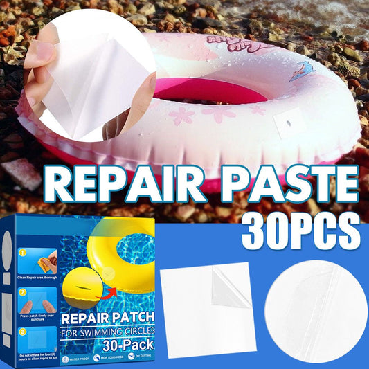 THREN 30Pcs Repair Patches 2.4 X 2.4 Inch Repair Stickers Waterproof Transparent Swimming Rings Patches Kit for Inflatable Boats Air Bed Raft Kayak