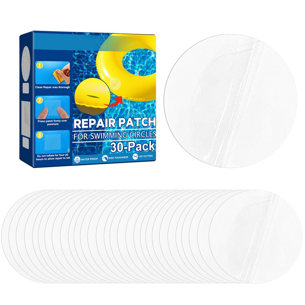 Toorise 30Pcs Repair Patches 2.4 X 2.4 Inch Repair Stickers Waterproof Swimming Rings Patches Kit DIY Size Transparent Repair Patch Set for Inflatable Boats Air Bed Raft Kayak