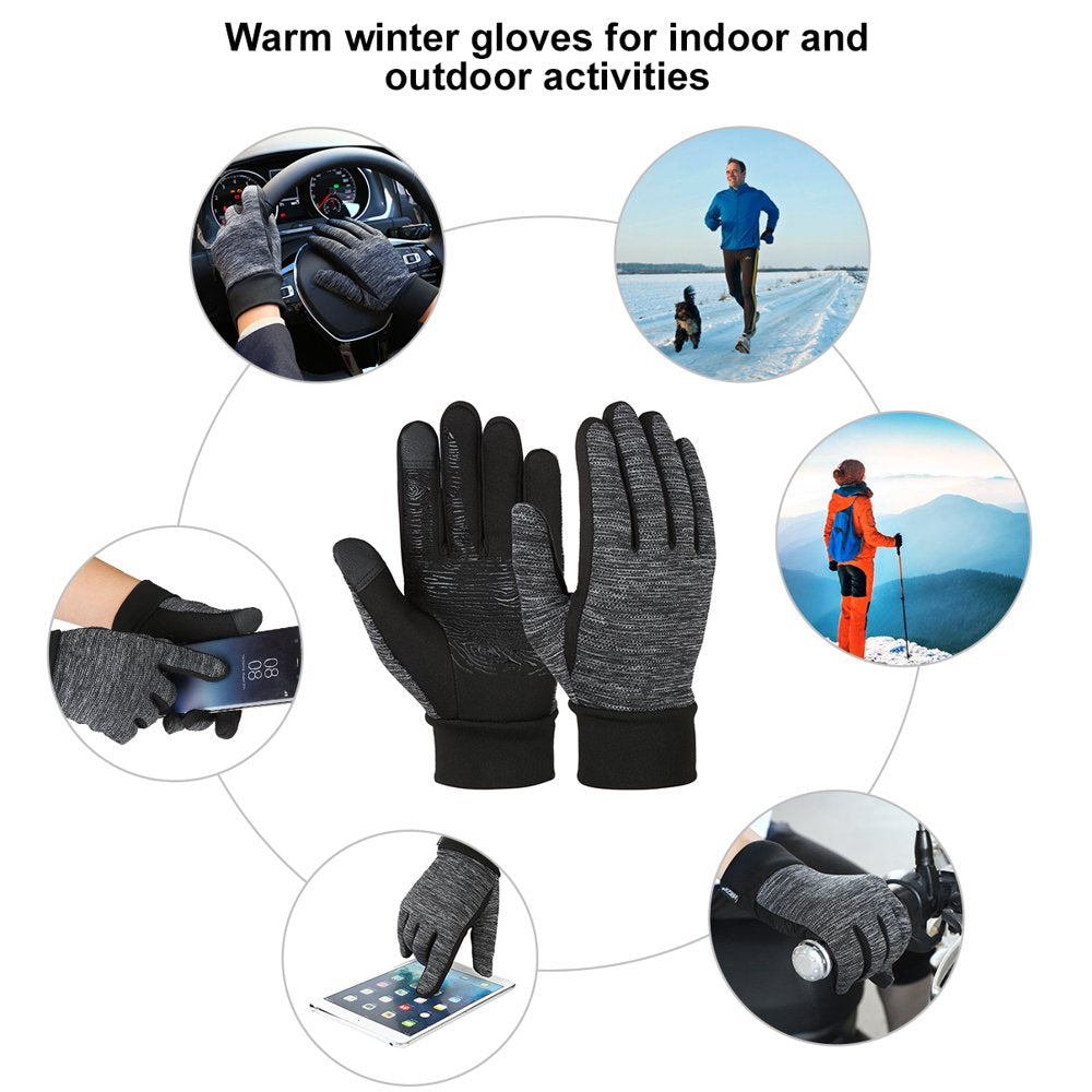 Vbiger Winter Gloves for Men Women Warm Sport Gloves Touch Screen Gloves for Running Cycling Black & M