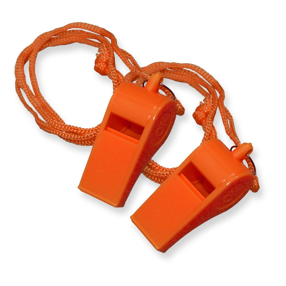 100 Pack Orange Plastic Safety Whistle with Lanyard for Boats Raft Emergency