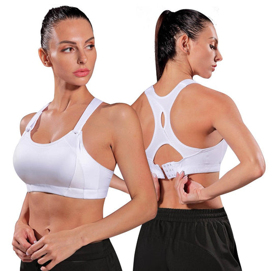 Women'S High Impact Racerback Running Sports Bras Wirefree Front Adjustable Workout Tops Bounce Control Gym Activewear Bra